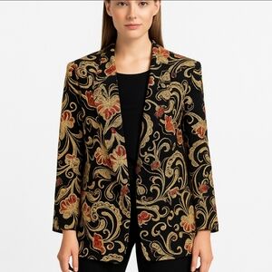 Michael Taylor Black Red Gold Paisley Vintage Jacket Size 1X